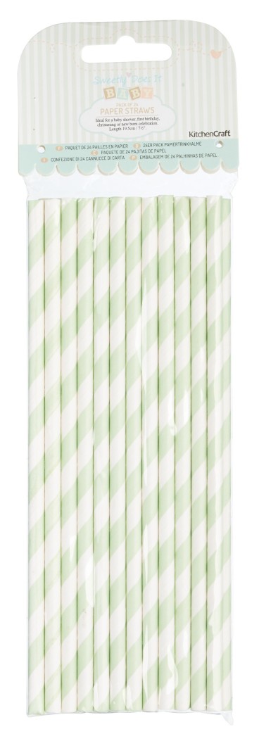 Lot de 24 pailles décorées - thème bébé