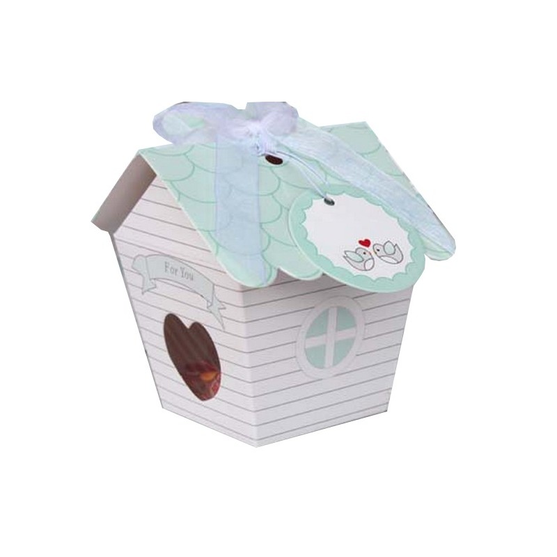 Kit boîte à confiseries nichoir à oiseaux avec ruban et étiquette 