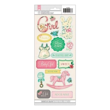 Stickers vintage baby girl- planche de Stickers sur fond transparent