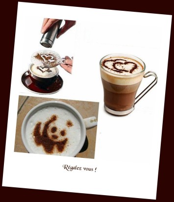 Pochoir déco à cappuccino et café feuille