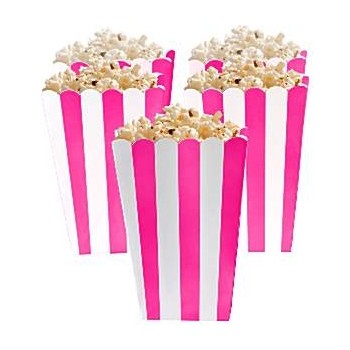 Set de 5 boîtes à popcorn - coloris rose et blanc