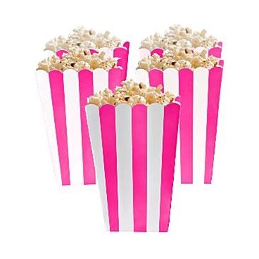 Set de 5 boîtes à popcorn - coloris rose et blanc