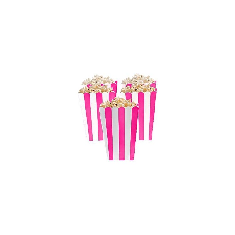 Set de 5 boîtes à popcorn - coloris rose et blanc