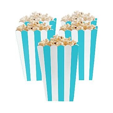 Set de 5 boîtes à popcorn - coloris bleu et blanc