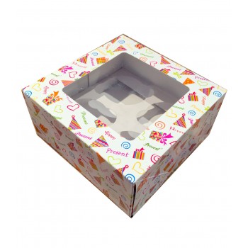 Boîte à cupcakes avec fenêtre - Imprimée motifs de fête 