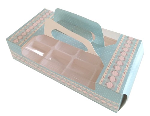 Boîte à pâtisseries imprimée fleurs et pois - lot de 15