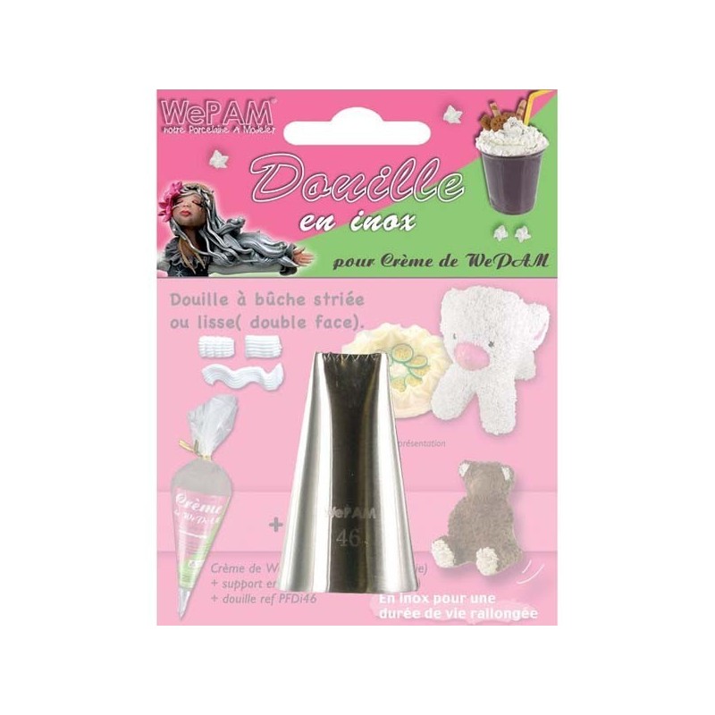 Douille double face inox pour crème de We Pam - Bûche striée ou lisse