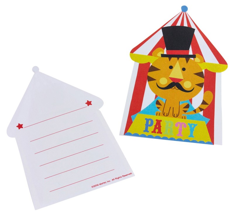 Set de 8 invitations avec enveloppes  "Circus Party"