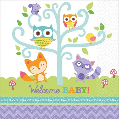 Lot de 16 serviettes à coctail " Woodland Welcome"