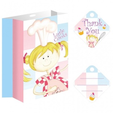 Set de 8 sacs de fête en papier avec rubans et étiquettes Little Cooks