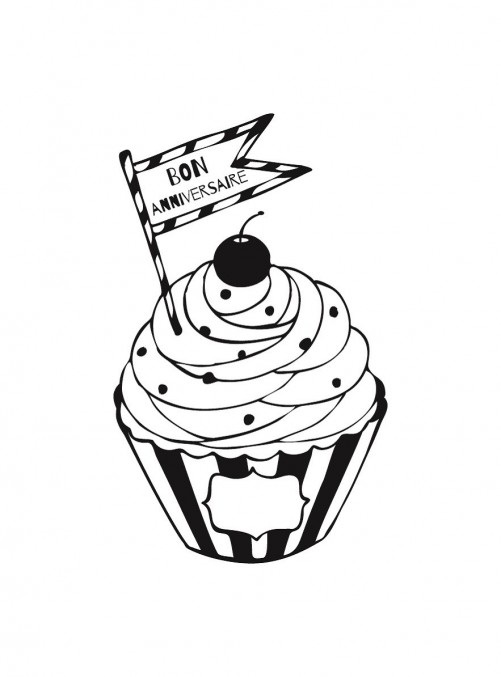 Tampon en bois cupcake anniversaire