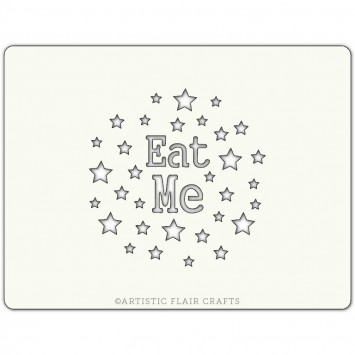Pochoir pour pâtisseries et chocolats -  motif Eat Me 
