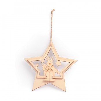 Suspension étoile de noël ajourée 122 x 130 x 7 mm - motif renne