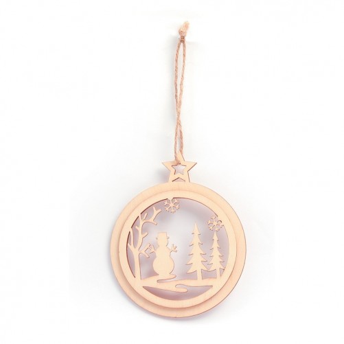 Suspension Boule de Noël ajourée 130 x 105 x 5 mm - motif bonhomme de neige