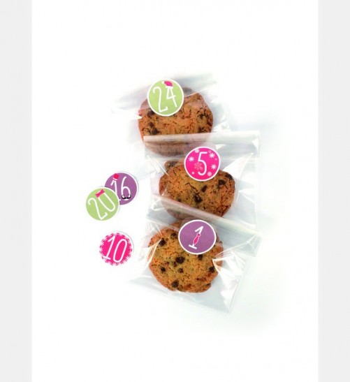 Sachet de l'avent 18 cm x 12 cm - lot de 24 sachets et autocollants