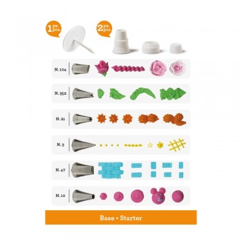 Set douilles plastique et adaptateur - 9 pcs - Douille patisserie - Creavea