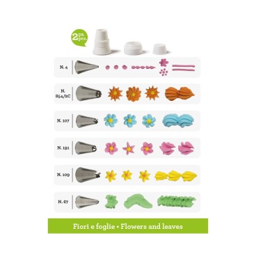 Set de douilles à pâtisseries - kit fleurs et feuilles - 8 Pièces