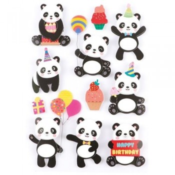 Stickers effet 3D thème Pandas - 11 autocollants