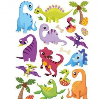 Stickers gel thème dinosaures - 20 autocollants