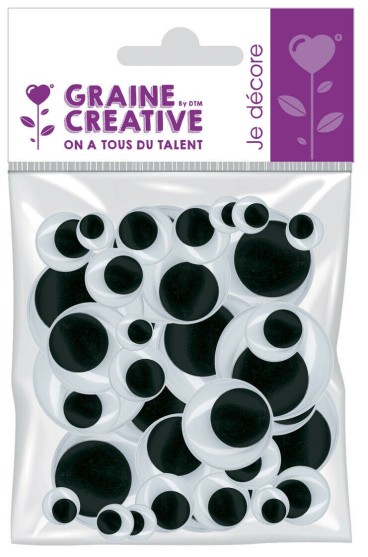 Yeux mobiles - sachet de 54 yeux noirs assorties