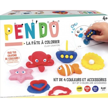 Coffret Pen'do pâte à colorier 4 couleurs et accessoires