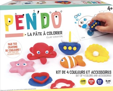 Coffret Pen'do pâte à colorier 4 couleurs et accessoires