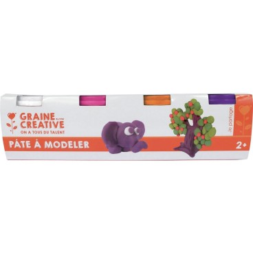 Set de pâtes a modeler 4 coloris - 140 gr - blanc rose orange violet