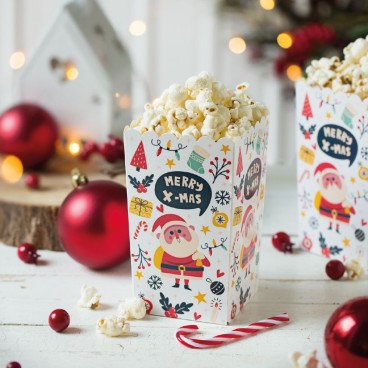 Set de 6 boîtes à pop-corn et friandises - Noël