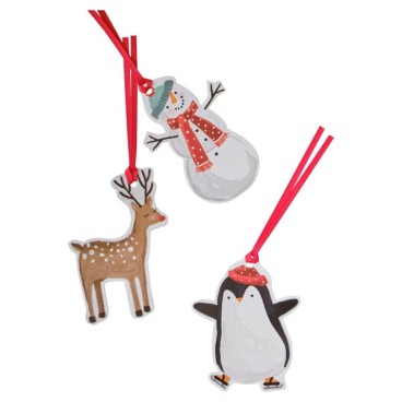 Lot de 9 étiquettes cadeaux personnages de Noël