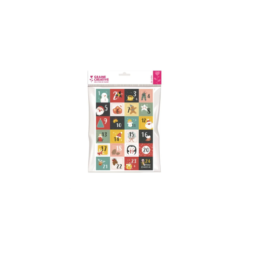 Stickers de l'avent - 1 planche de 24 autocollants