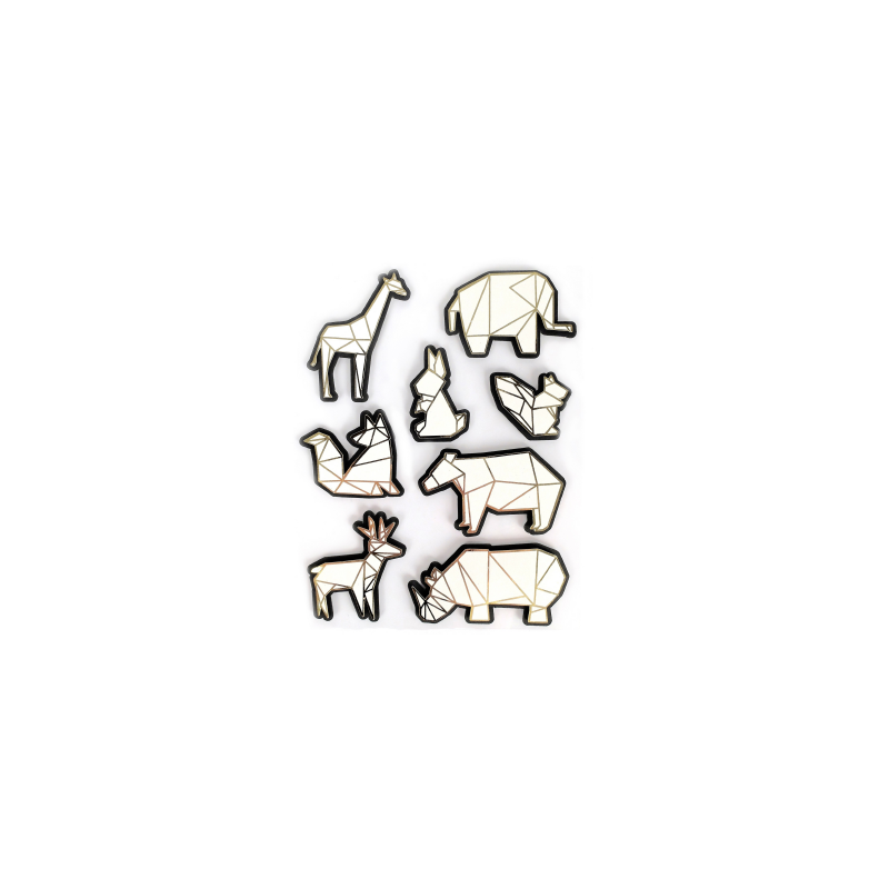 Stickers effet 3D animaux du zoo origami - 8 autocollants Stickers effet 3D animaux du zoo origami - 8 autocollants