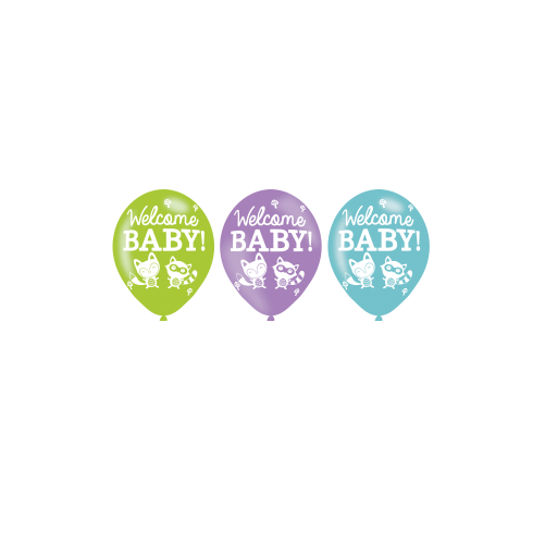 Set de 6 ballons imprimés " Welcome baby"