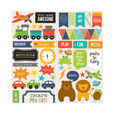 Embellissements autocollants thème enfant garçon