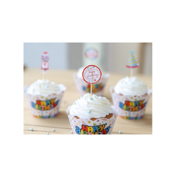 Kit contour et topper thème anniversaire - 12 pièces