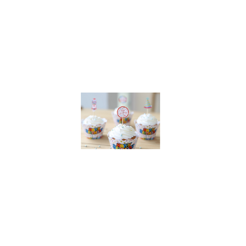 Kit contour et topper thème anniversaire - 12 pièces Kit contour et topper thème anniversaire - 12 pièces