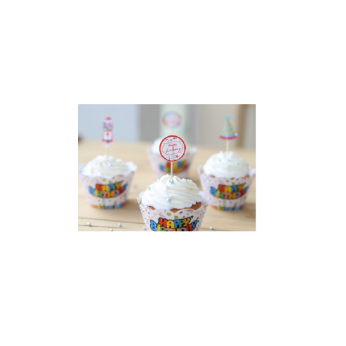 Kit contour et topper thème anniversaire - 12 pièces