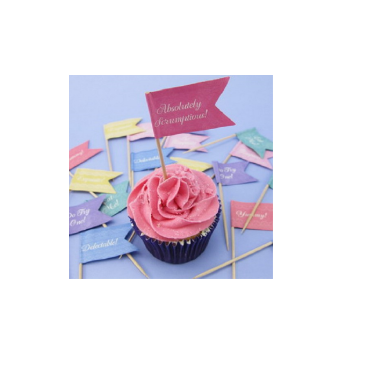 LOT DE 24 DRAPEAUX EN PAPIER DÉCORATIF POUR PATISSERIES