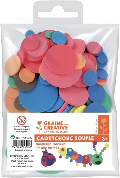 Caoutchouc souple - 200 rondelles divers formats