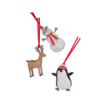 Lot de 9 étiquettes cadeaux personnages de Noël