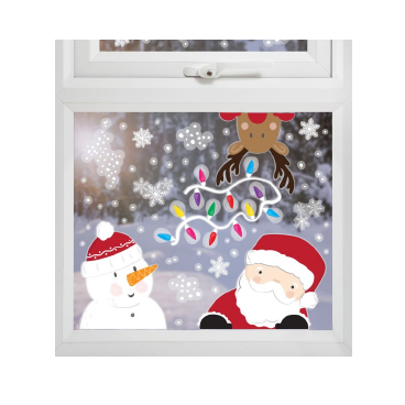 Stickers pour fenetre - Père Noël et ses amis