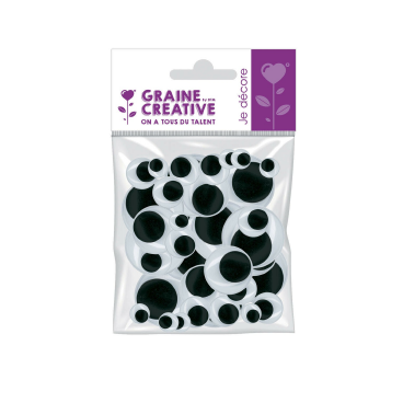 Yeux mobiles - sachet de 54 yeux noirs assorties