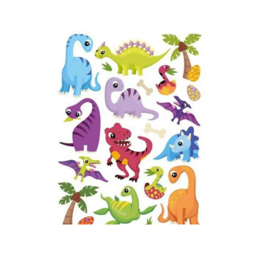 Stickers gel thème dinosaures - 20 autocollants