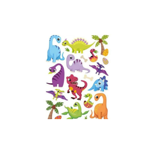 Stickers gel thème dinosaures - 20 autocollants
