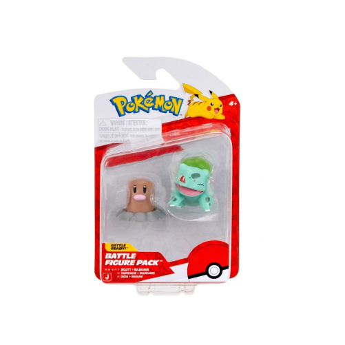 Coffret de 2 Figurines de combat Pokemon Bulbizarre et Taupiqueur